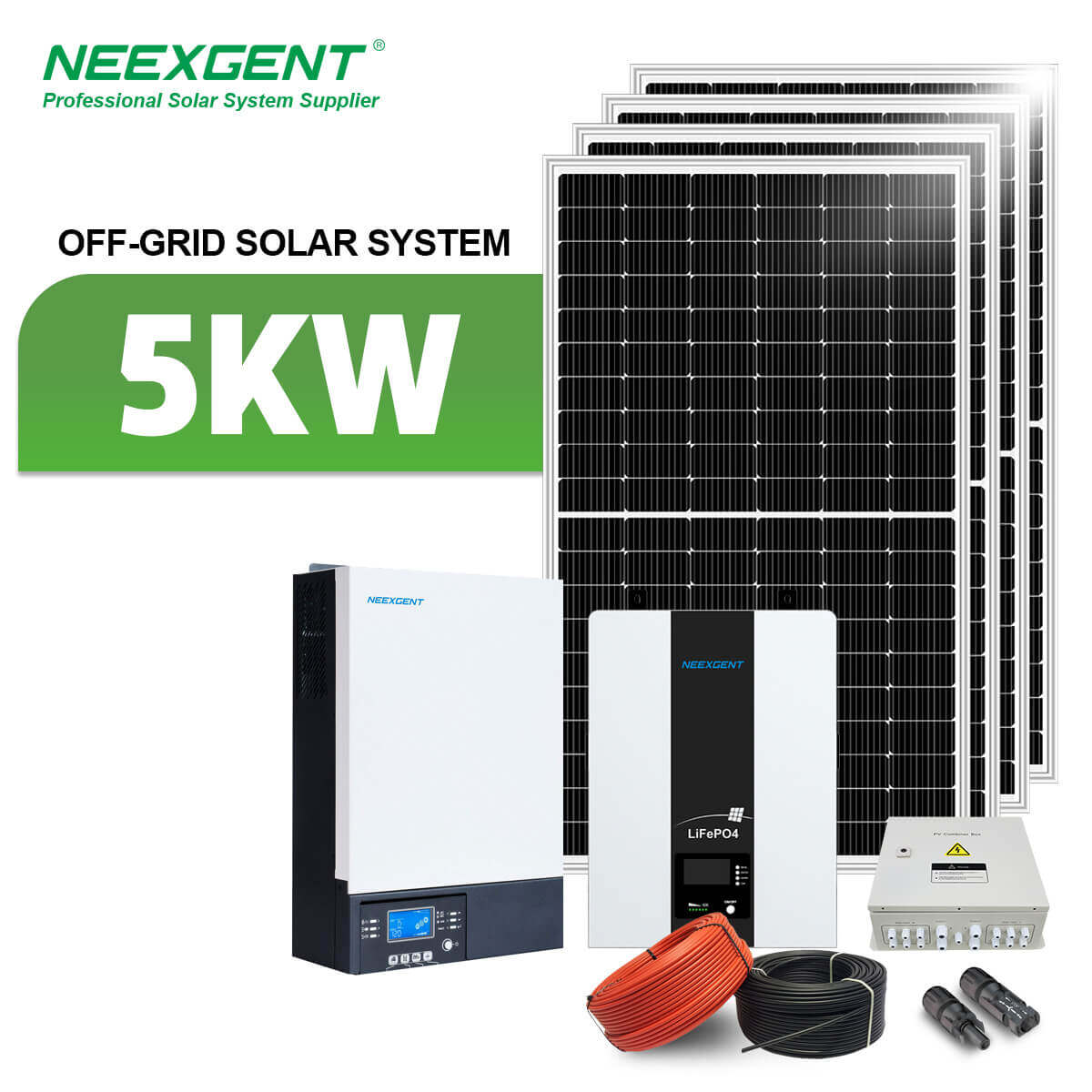 Neexgent 5kw off grid solar power panel system kit set for home