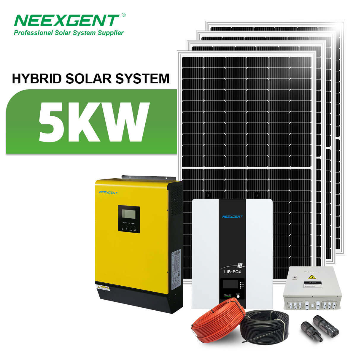Neexgent Complete Set Solar Energy System 5kw Hybrid Solar System For Home