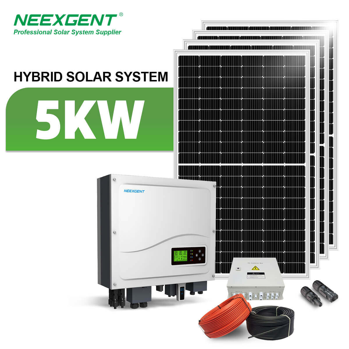Neexgent Hybrid Solar System 5kw Home Use Solar Energy System With Lithium Batteries