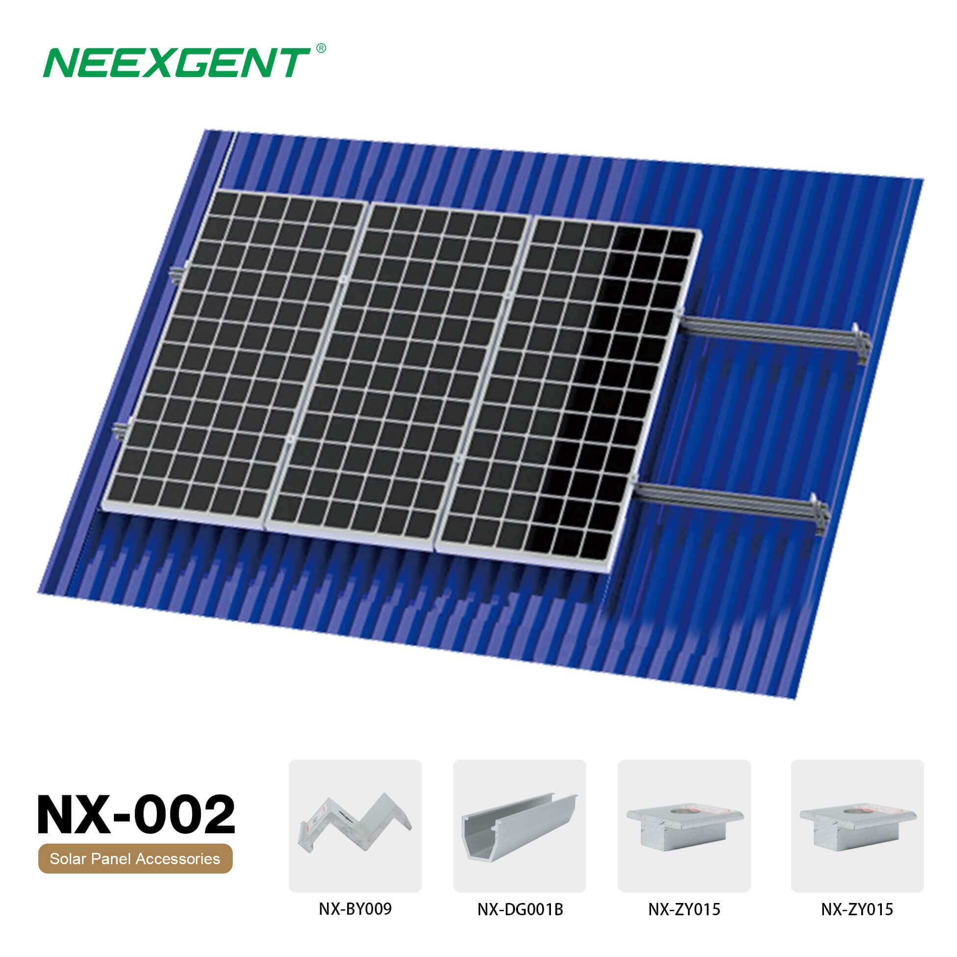 Neexgent NX-004 Angels Solar Metal Roof Mount Aluminium Rails Solar Panel Roof Mount Kit