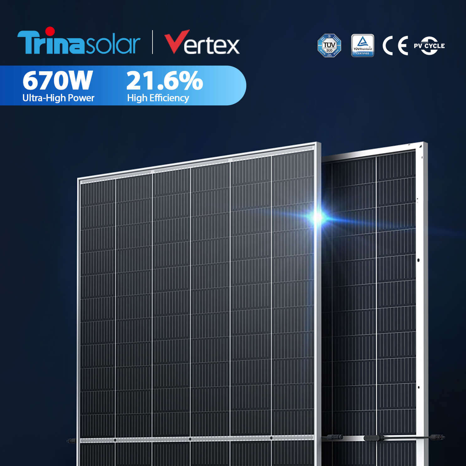 Neexgent High Reliability Mbb Half Cell Mono 670w Solar Panels Trina