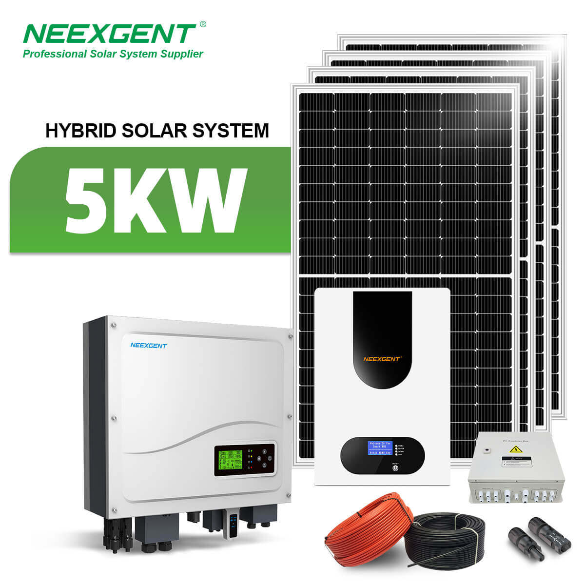 Neexgent 5kw Hybrid Power Solar System With Powerwall Solar Panel Kits