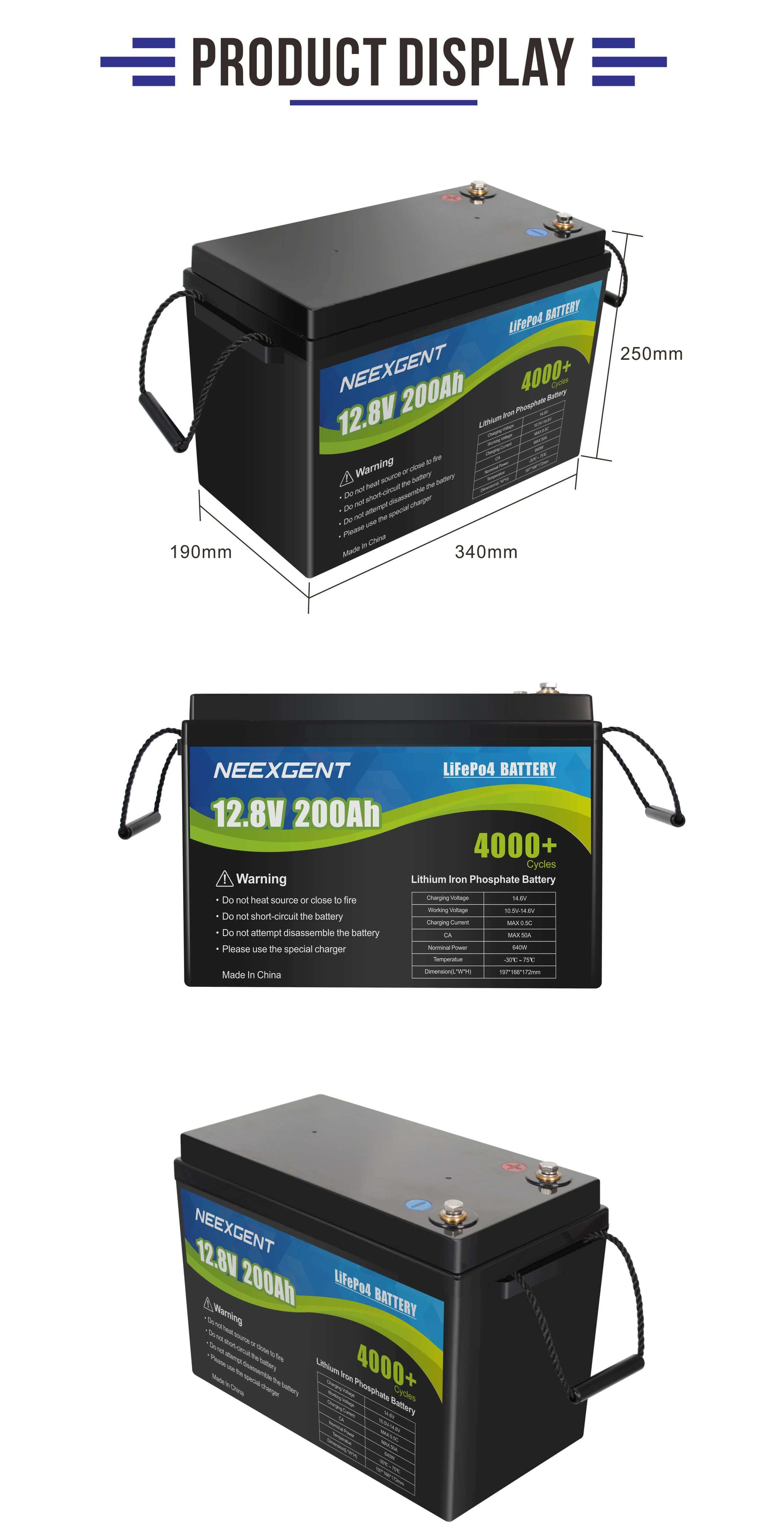 lifepo4 12.8v 200ah lithium iron phosphate battery pack