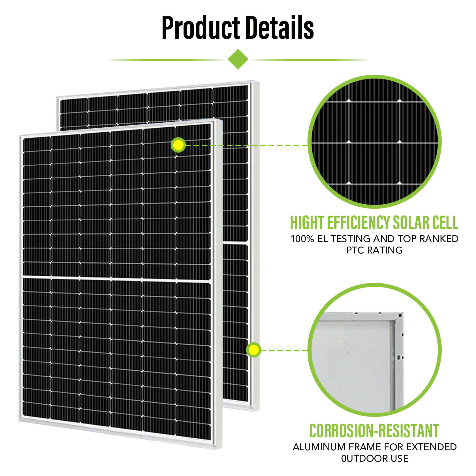 540w half cut mono perc solar panel