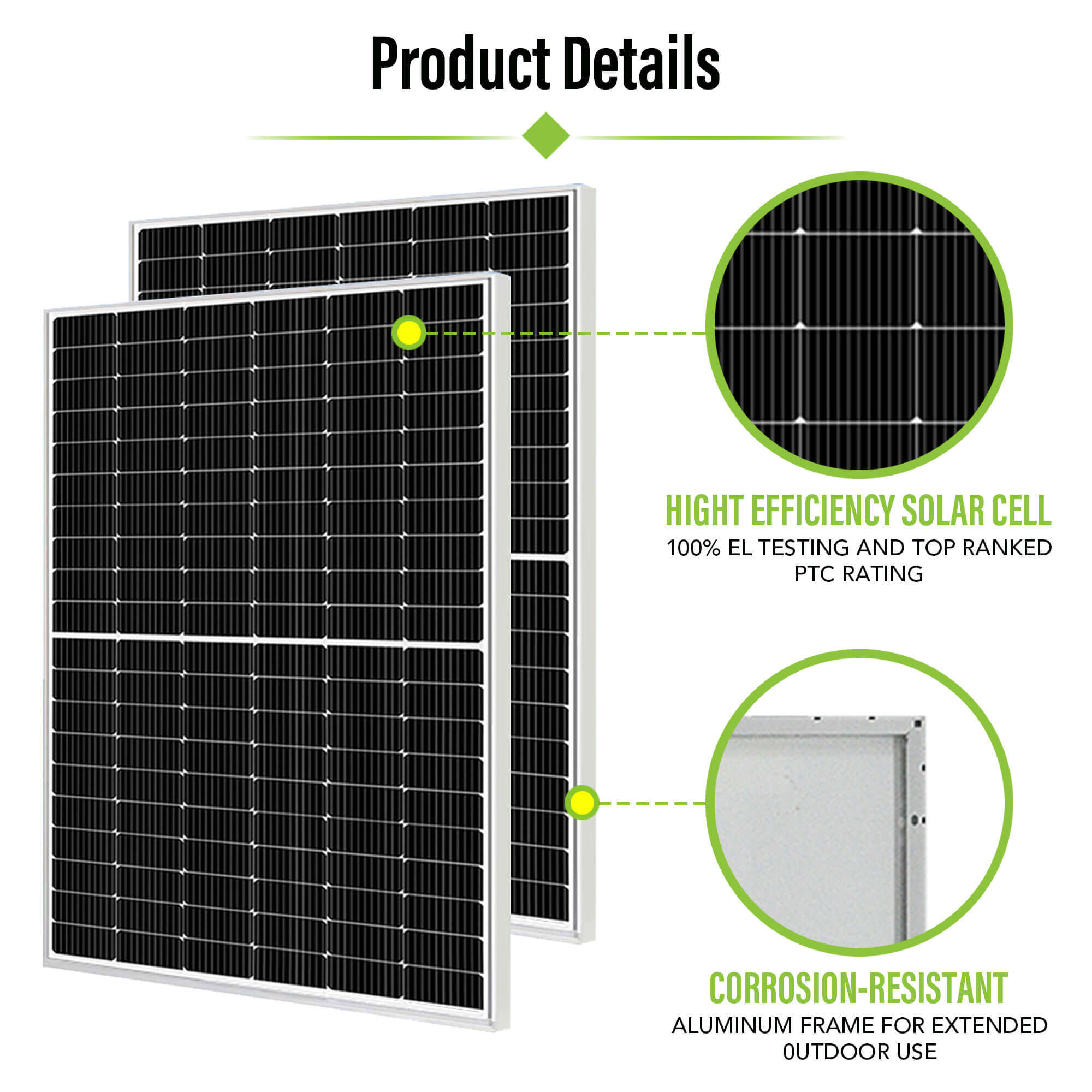 500w mono perc half cut panels