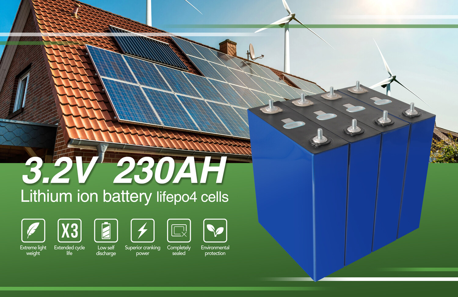 battery lifepo4 3.2v 230ah