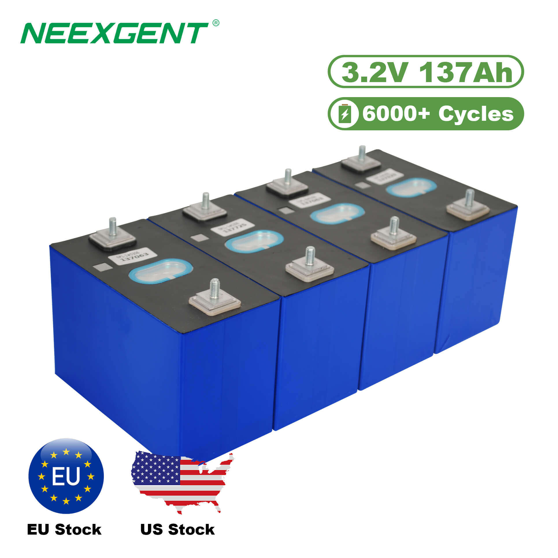 Neexgent Grade A Rechargeable 3.2v 137ah Lifepo4 Battery Cells Lipo4