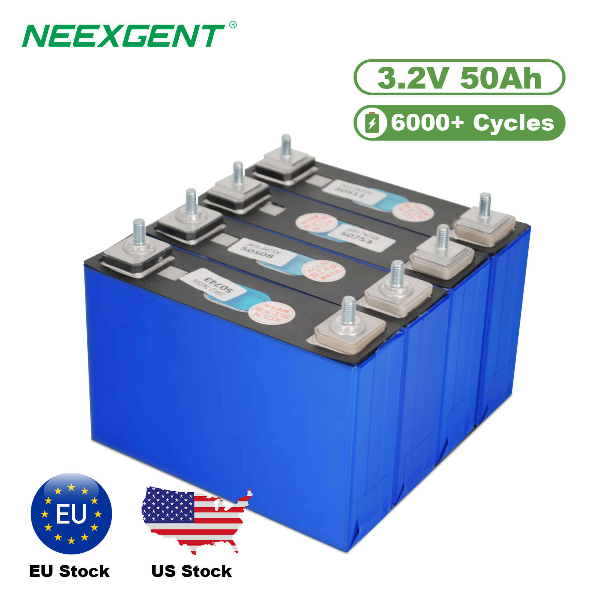 Neexgent Lifepo4 High Capacity Rechargeable Batteries 3.2V 50Ah Lipo4 Battery Bank