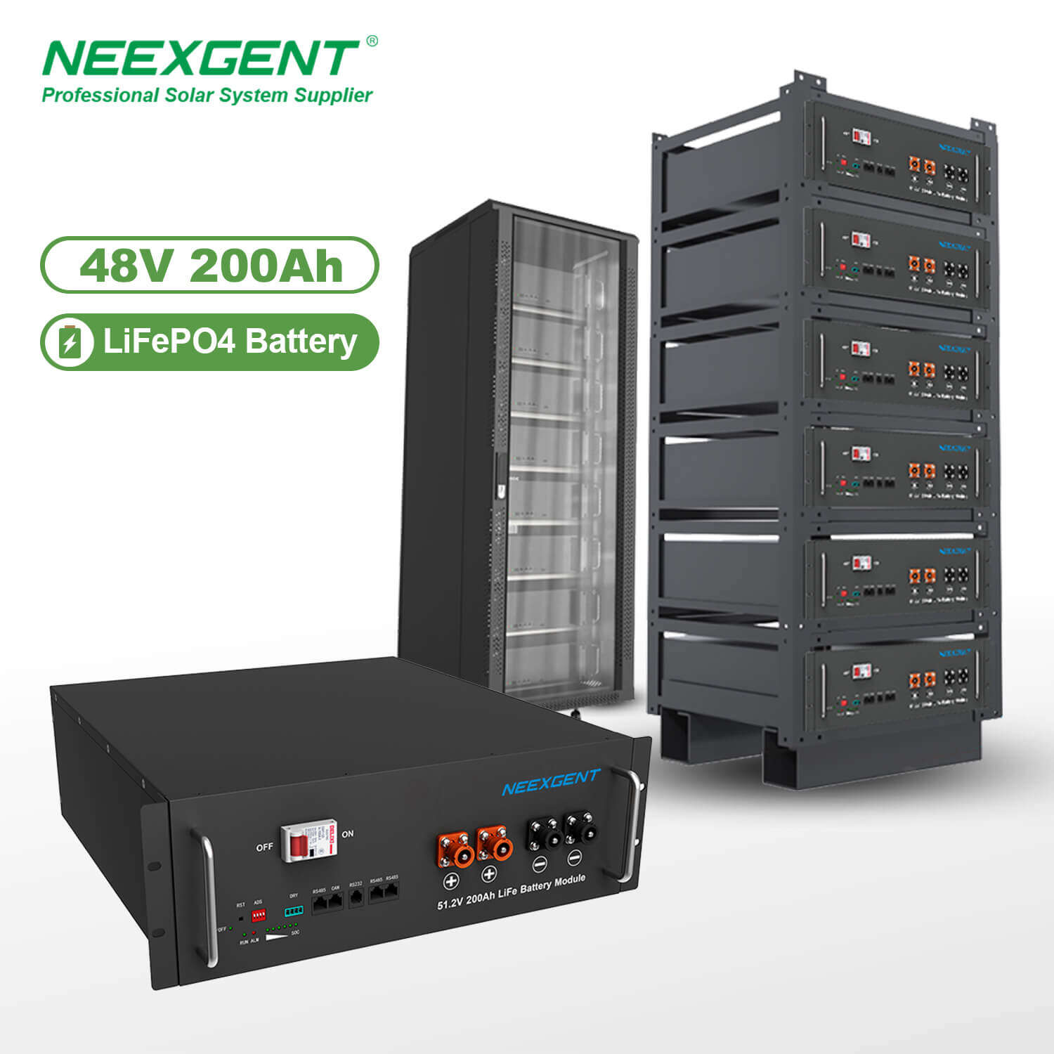 Neexgent Lithium Ion Battery Deep Cycle 48V 200Ah 5KWH 10KWH Solar Home Storage With BMS