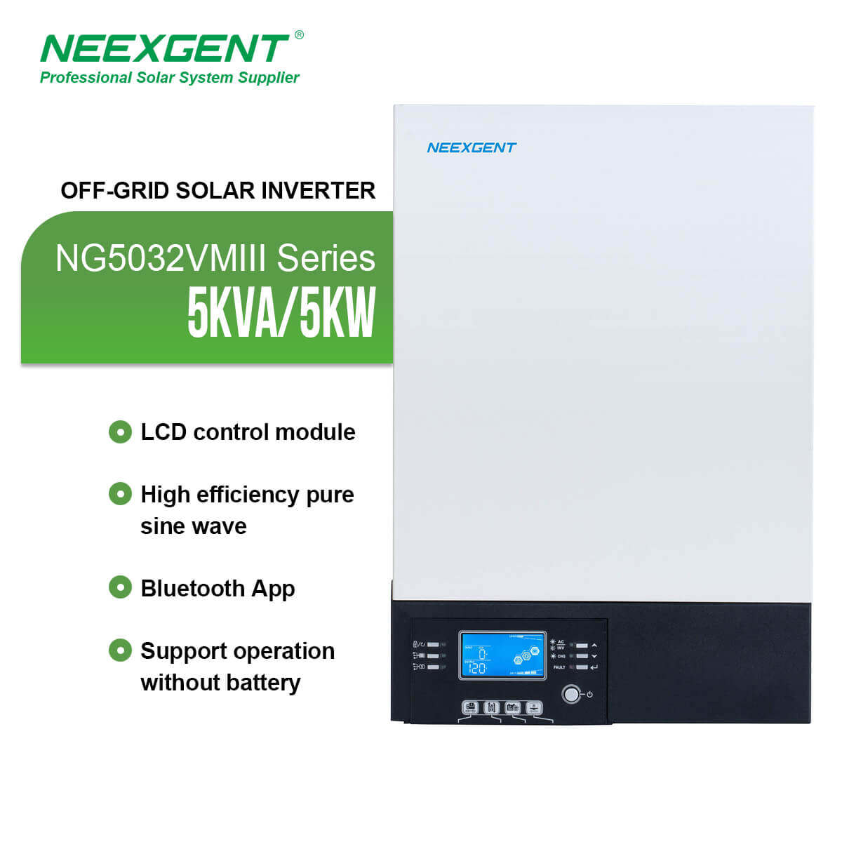 Neexgent Solar Inverter 5kw Mppt Off Grid Hybrid High Efficiency Solar Inverter