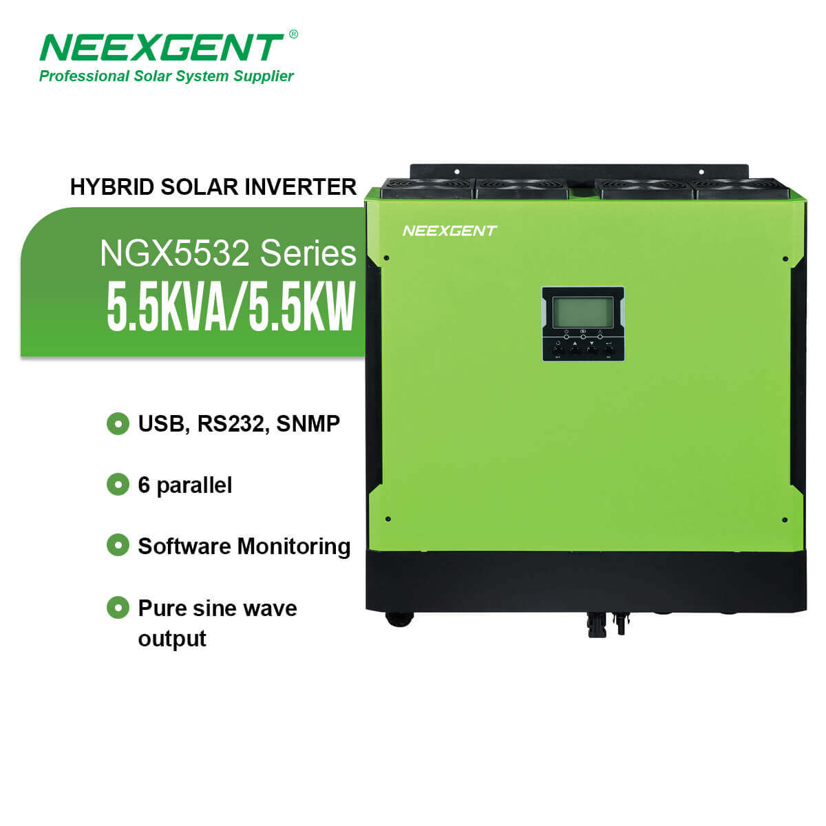 Neexgent 5.5kw 48v Hybrid Inverter Mppt Hybrid On Off Grid Inverter For Solar Power Inverter