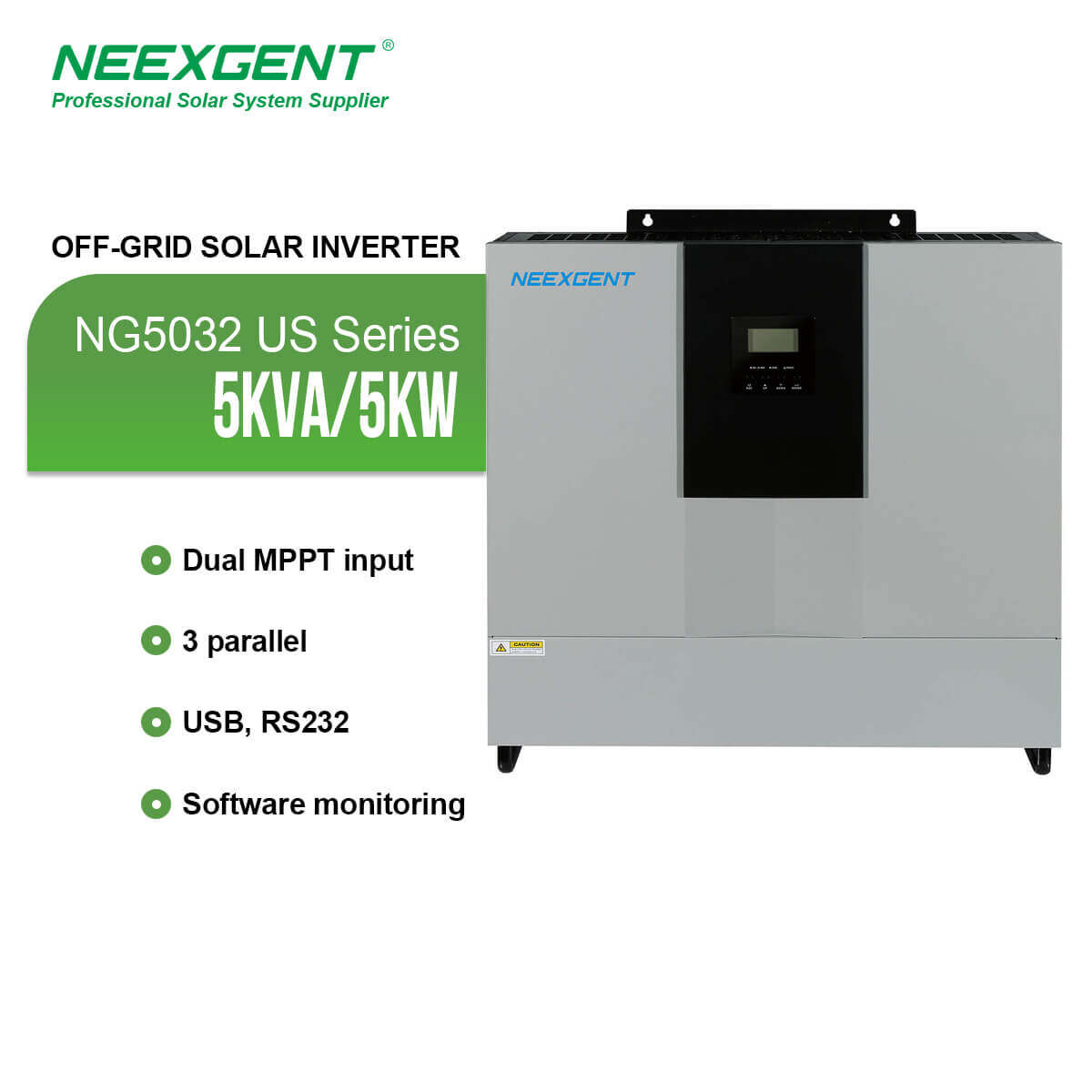 Neexgent 5kva 120v Hybrid Inverter Ac/dc Charge Available Solar Inverter Mppt Input Off Grid Solar Inverter