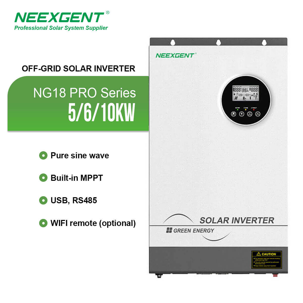Neexgent Ng1800 Pro Series 5.2kw 48vdc 450vdc High Pv Off Grid Hybrid Solar Inverter Without Battery Use