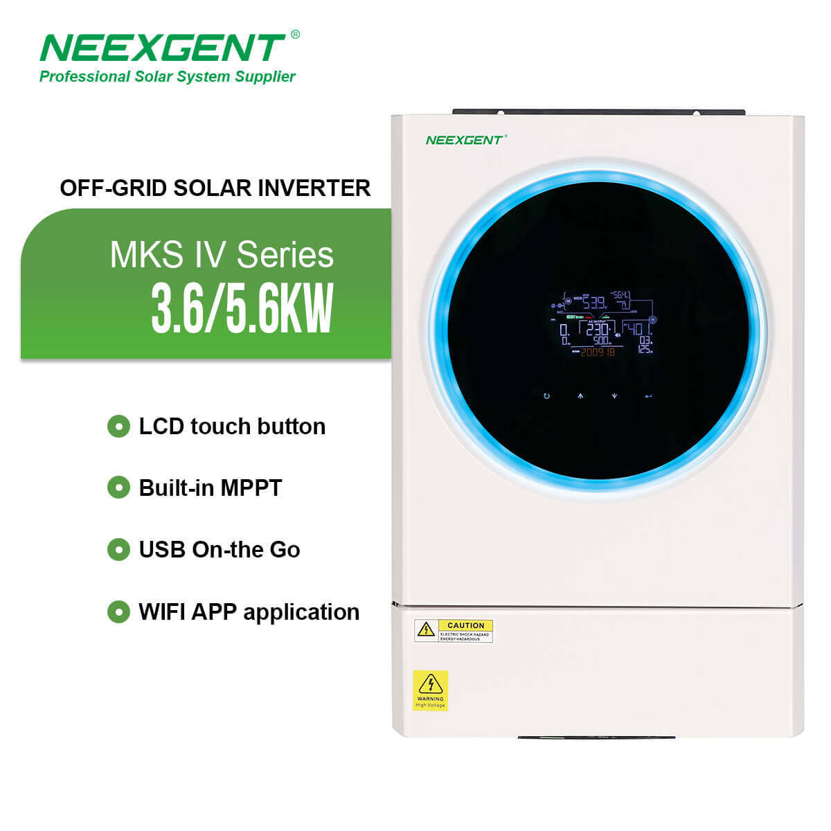 Neexgent Off grid 5.6kw MKS IV 120a 48v built-in WIFI MPPT charger pure sine wave hybrid solar inverter 5.6kva