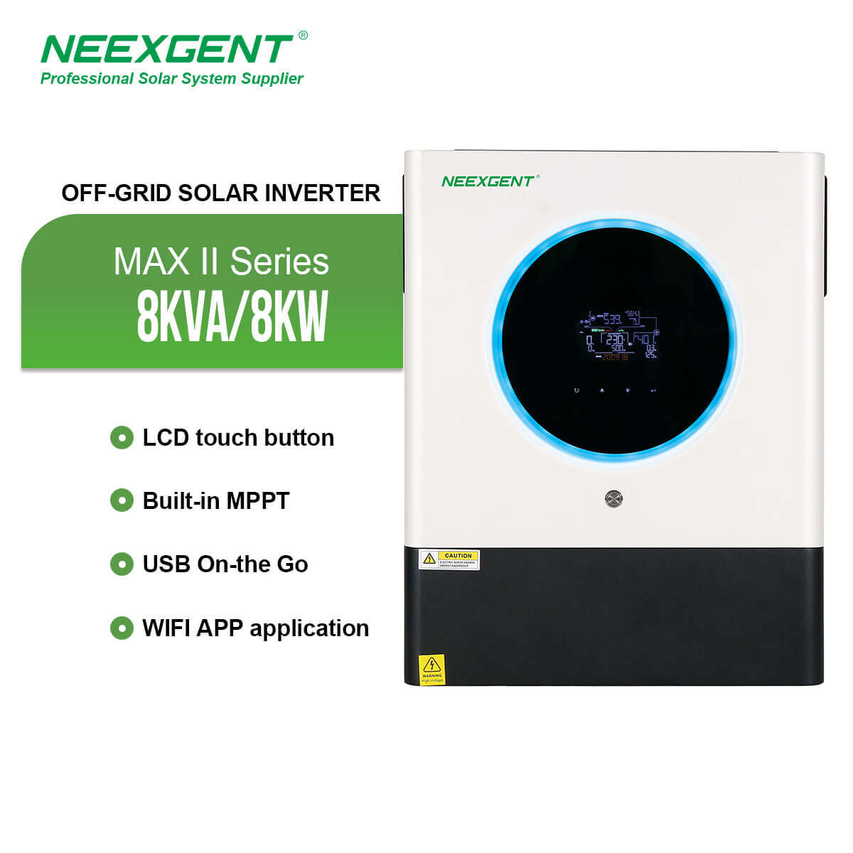 Neexgent MAX II 8KW 8KVA 48V 230V Support Parallel 6 Units 8000W 8000VA Off Grid Hybrid Solar Inverter
