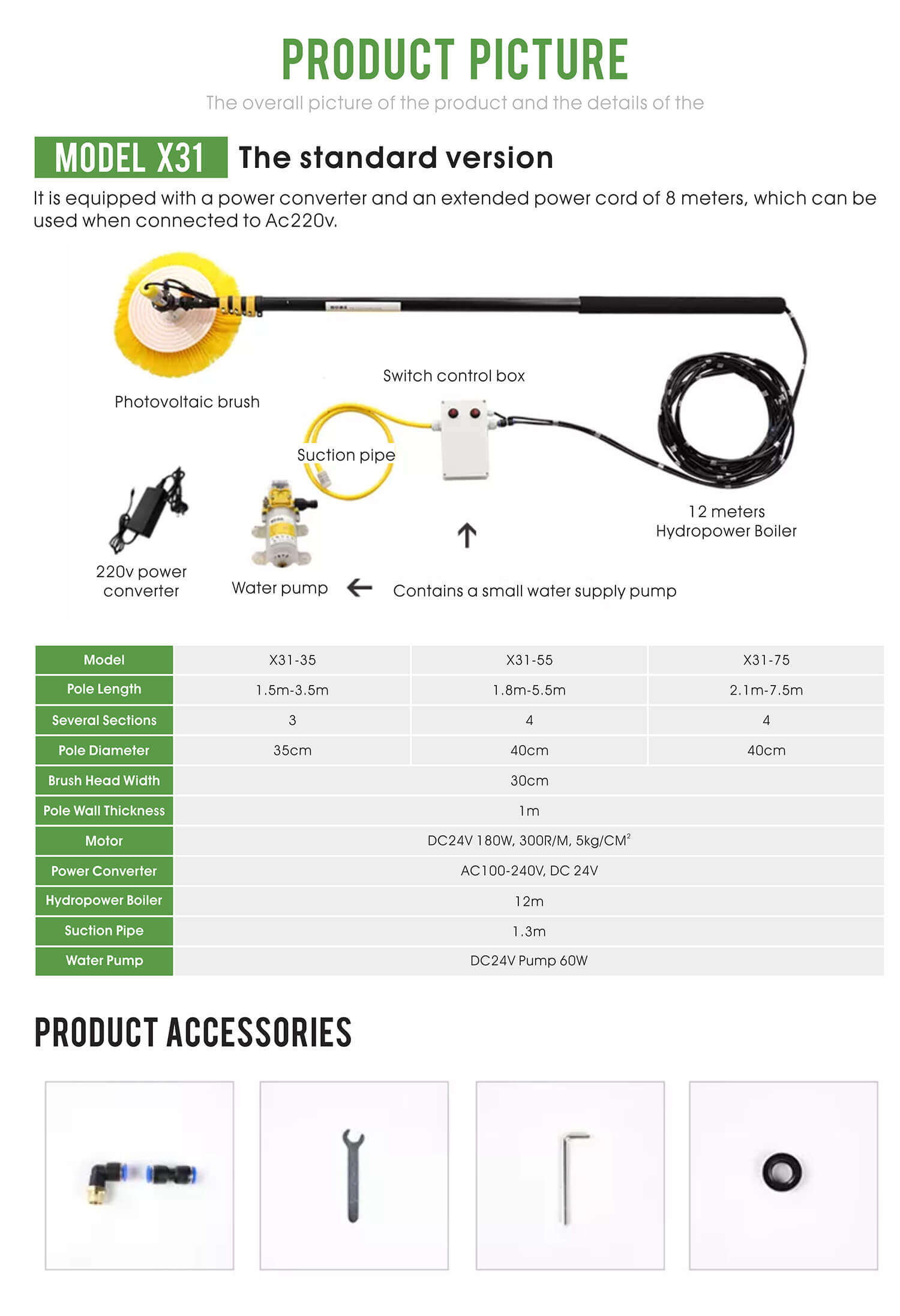 fully automatic solar panel brush