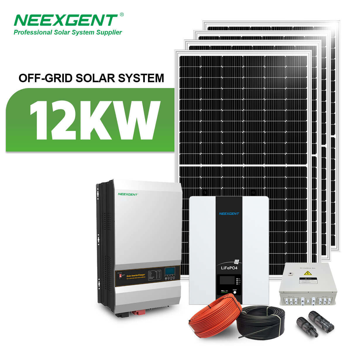 Neexgent Off Grid Hybrid Solar System 12kw Battery Storage Solar Kit With Hybrid Inverter