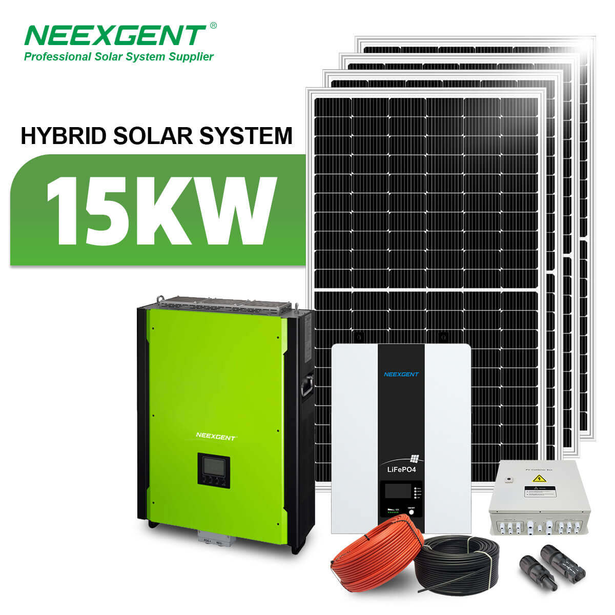 Neexgent Complete Solar Energy System Home 15kw Off Grid Hybrid Solar Panel Power System