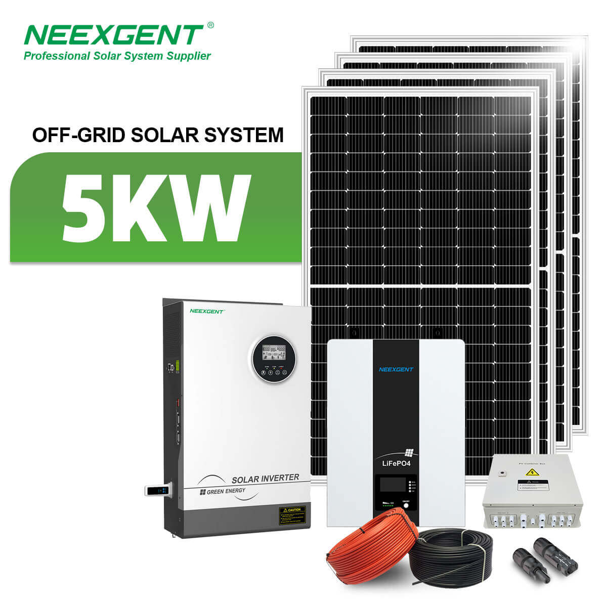 Neexgent Hybrid System 5kw Solar Power Storage Solar Energy System with Battery