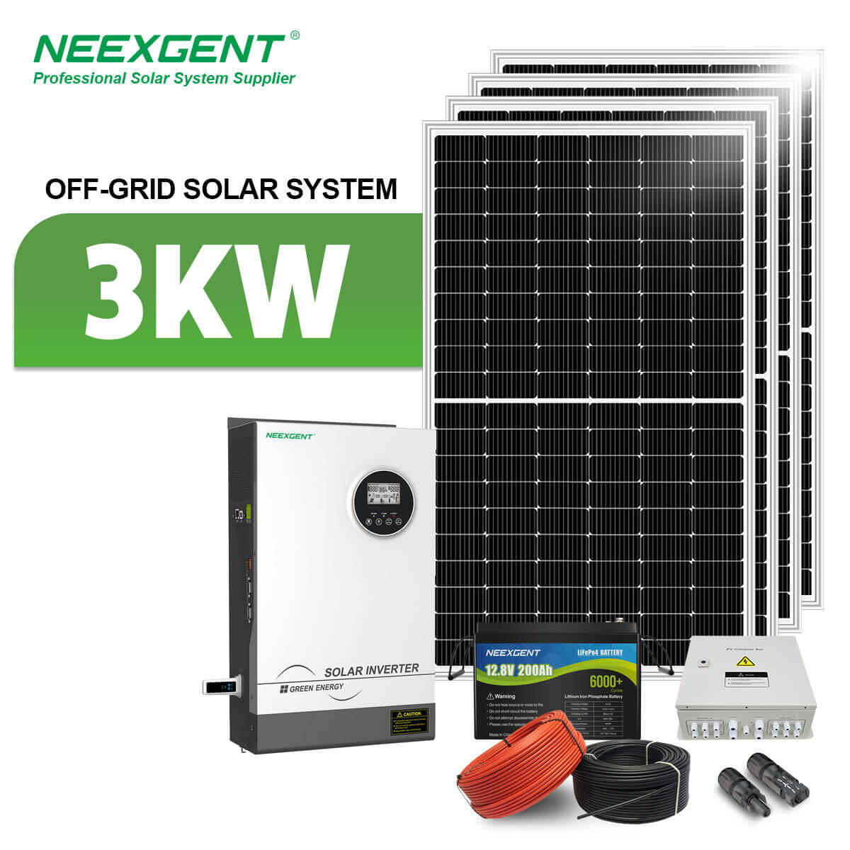 Neexgent Hybrid Grid Solar System 3KW Solar System Power Hybrid Solar Energy System Home