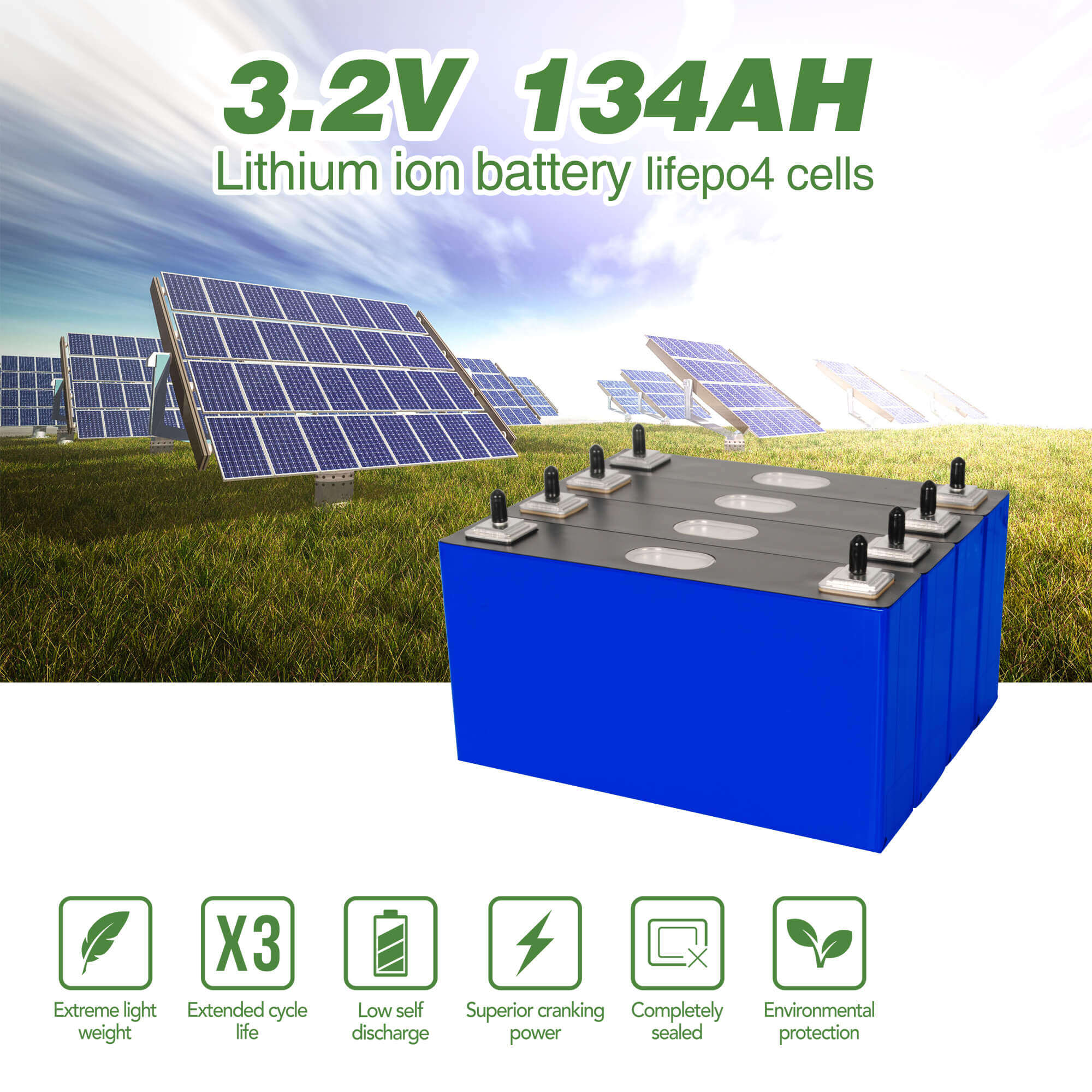 lifepo4 battery 3.2v 134ah