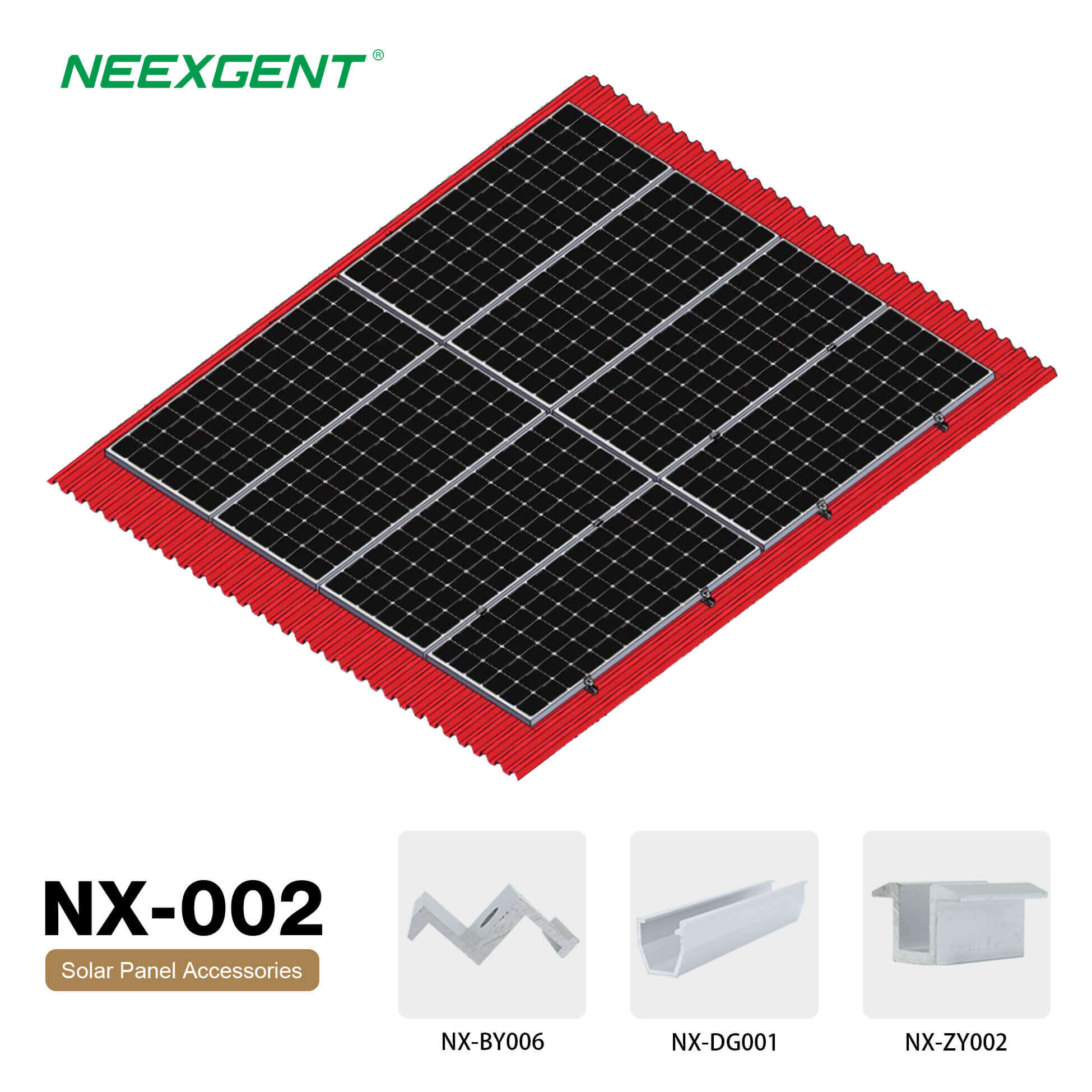 Neexgent NX-002 Customized Aluminium Mid Clamp Fixing Brackets Solar Panel Mounting Bracket