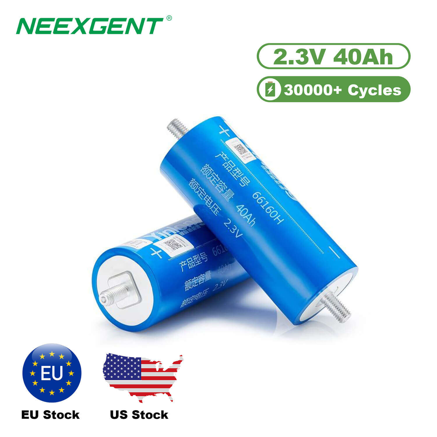 Neexgent 2.3v Lithium Titanate Battery Cylindrical Cell 40ah Rechargeable Batteries 66160 Grade A LTO Battery