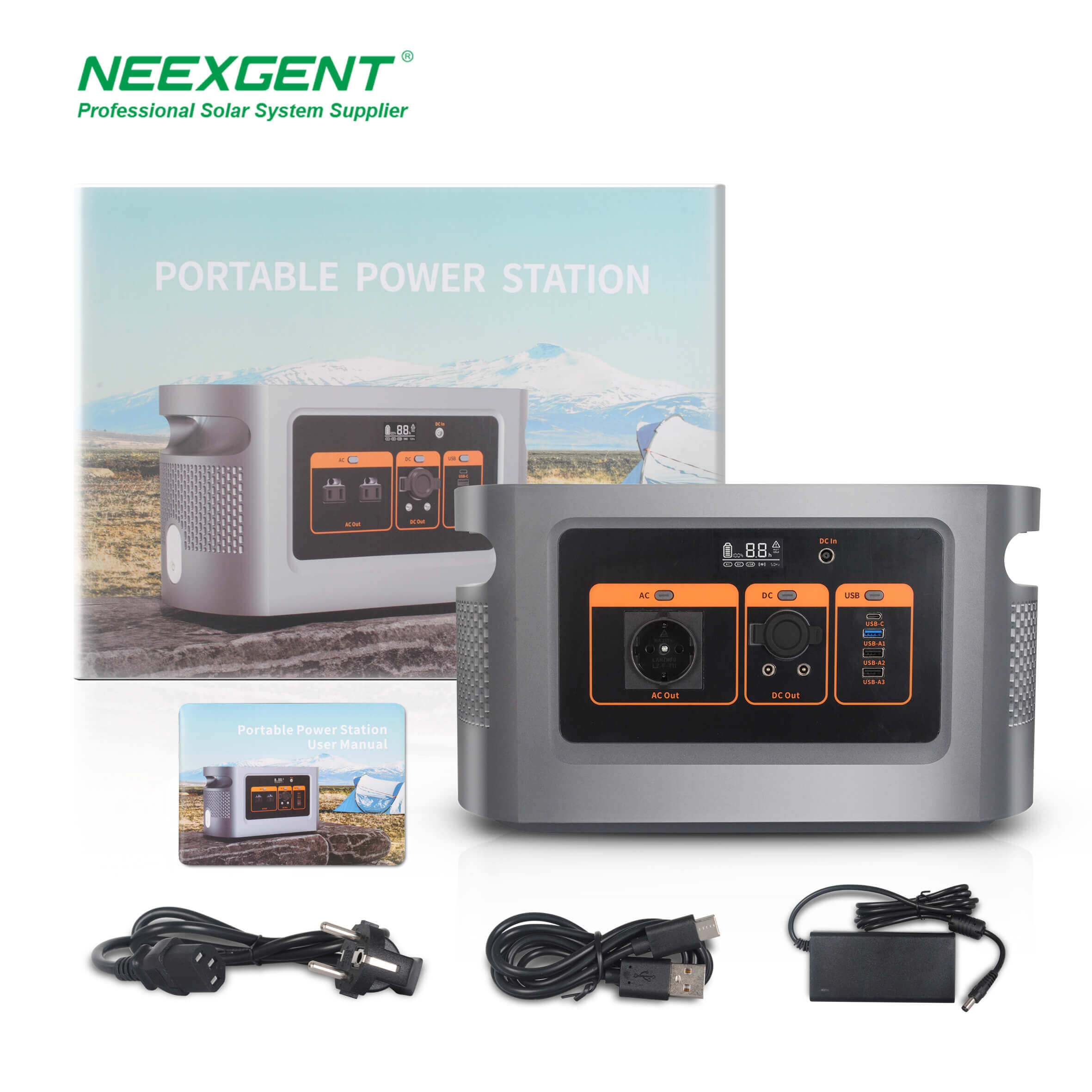 Neexgent Camping Emergency Home 1200w Portable Solar Station Lithium Battery Outdoor Backup
