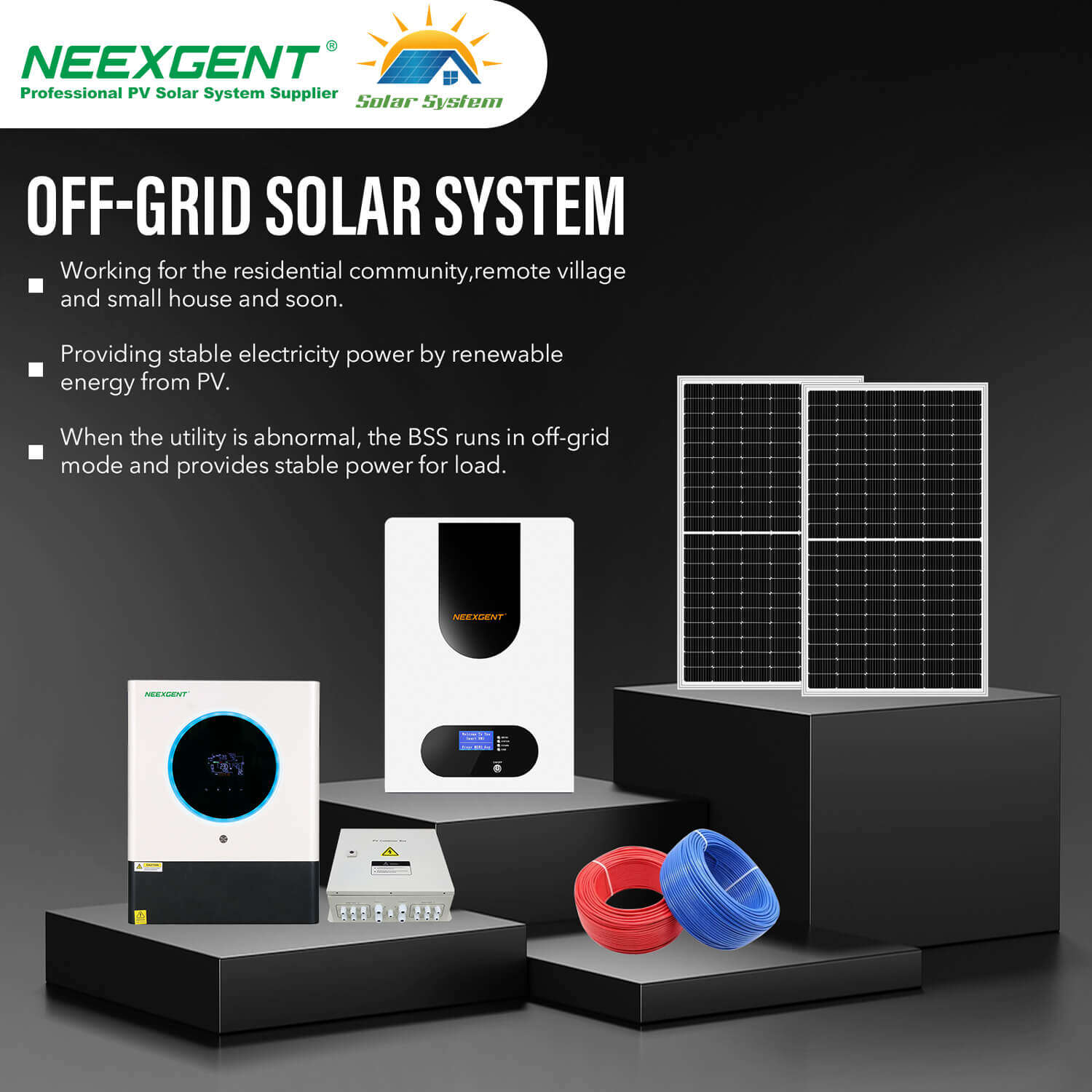 Off grid solar system design for 8kw