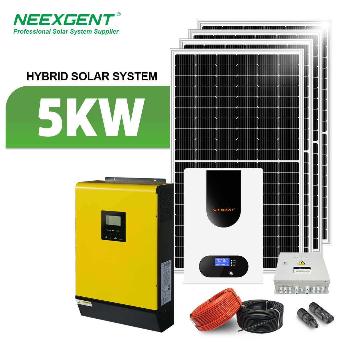 Neexgent Complete Panels Kits 5kw Hybrid Solar Energy Power System For Home