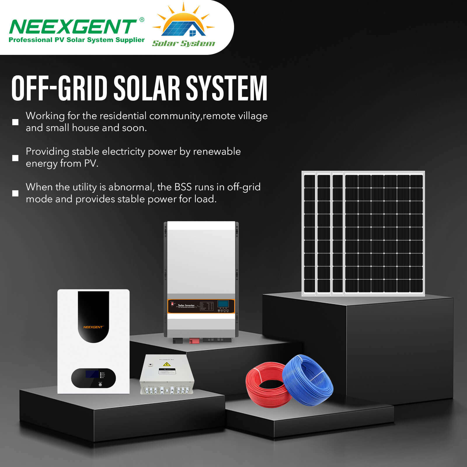 Off-grid solar system with battery backup