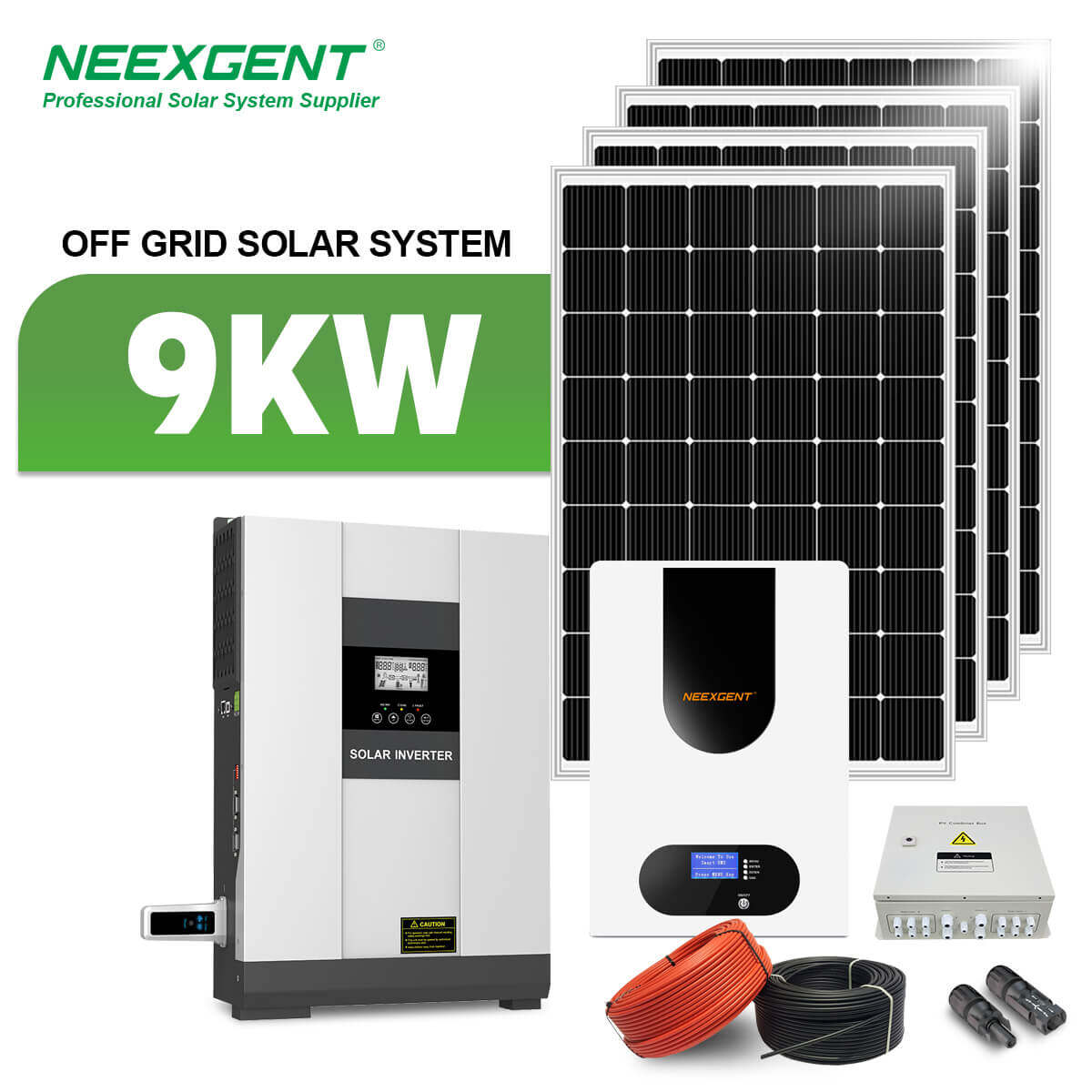 Neexgent Renewable Energy 9kw 3 phase Off-grid Solar System For Small Home With Battery Charger
