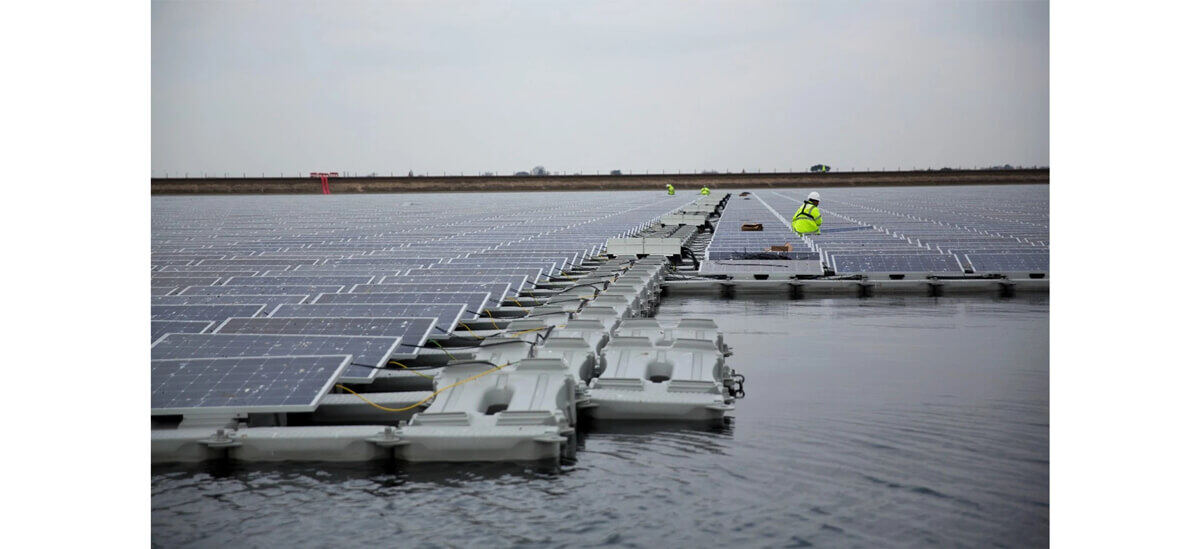 solar panels on water