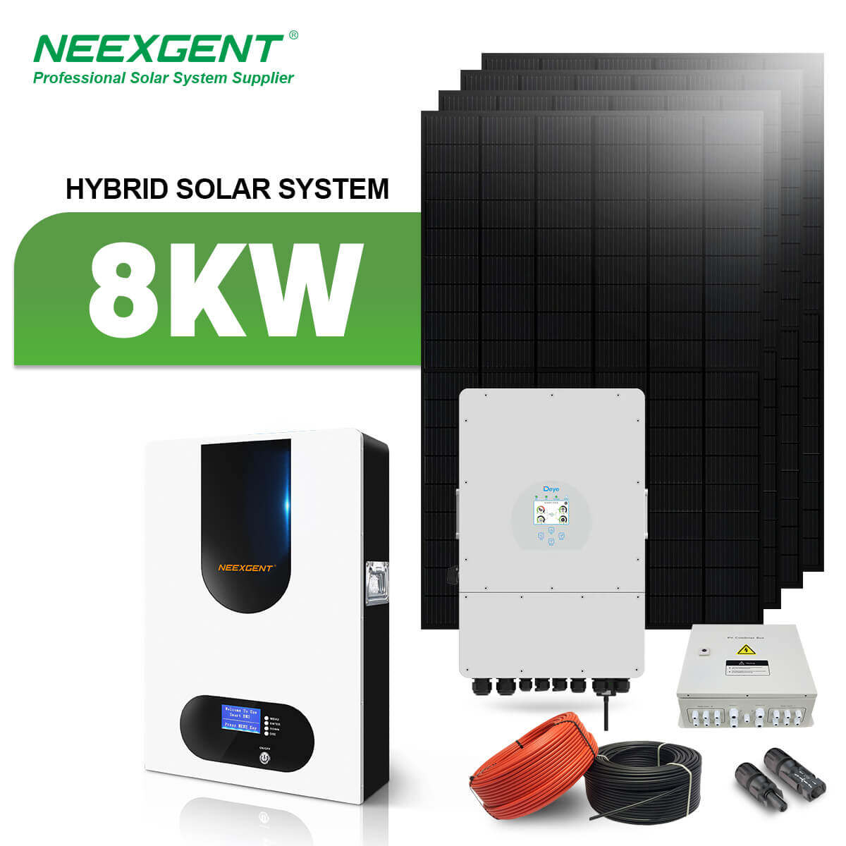 Neexgent High Efficiency Solar Kit 8kw on off Grid Hybrid Solar Energy System for Home