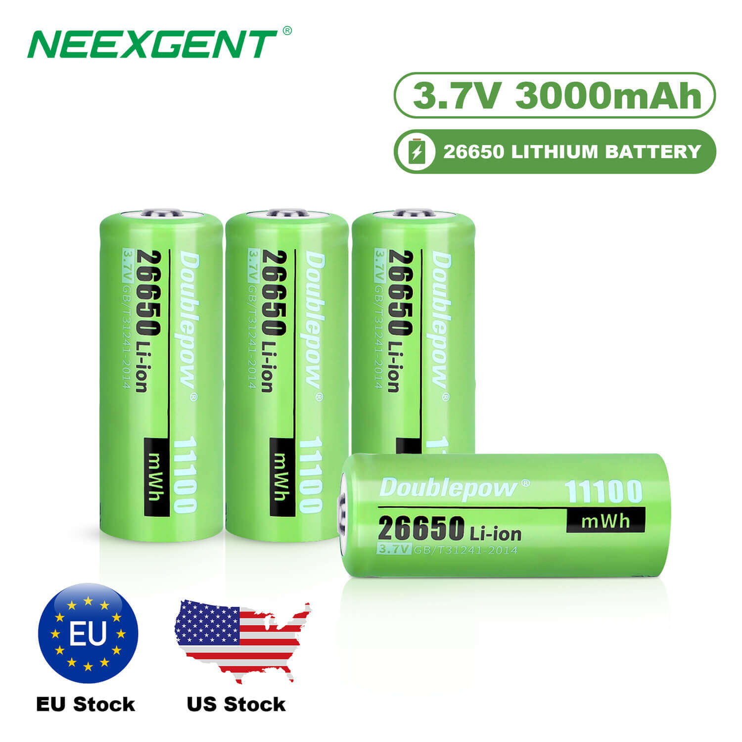 Neexgent 3000mah 3.7V 26650 Li-ion Battery