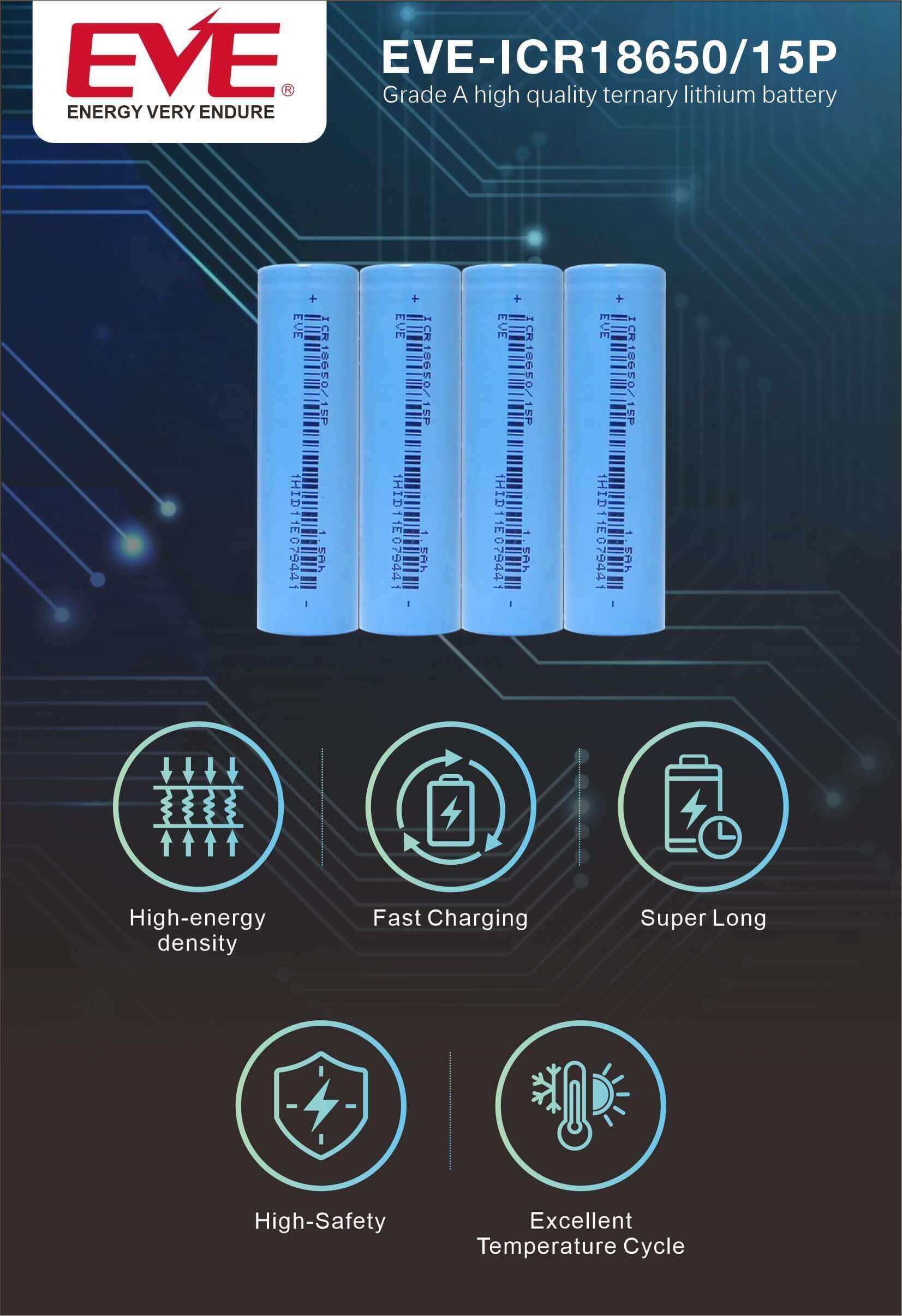 li ion 18650 battery 1500mah 3.6 v