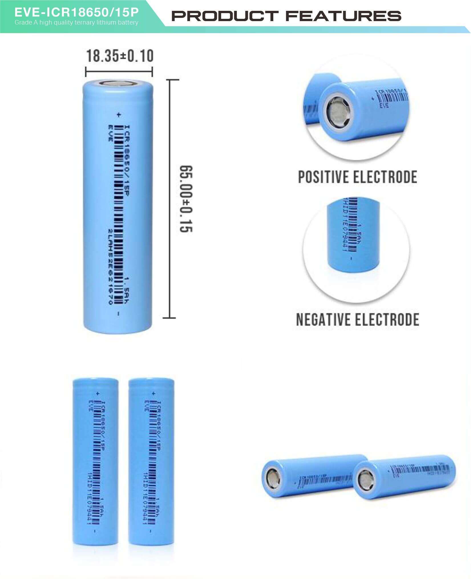 icr18650 battery 1500mah