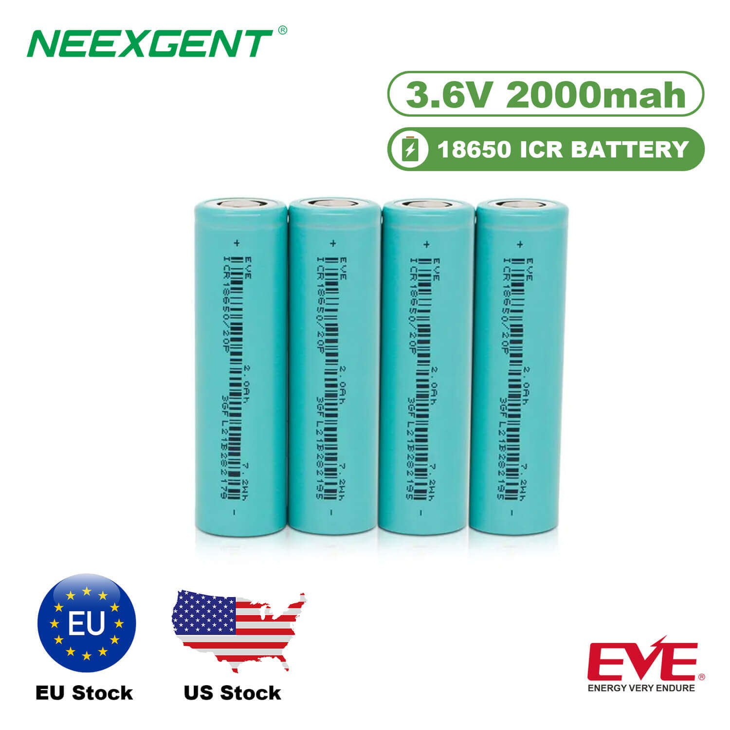 BATERÍA LITHIUM-ION EVE 26V 18650 3.7V 2550MAH