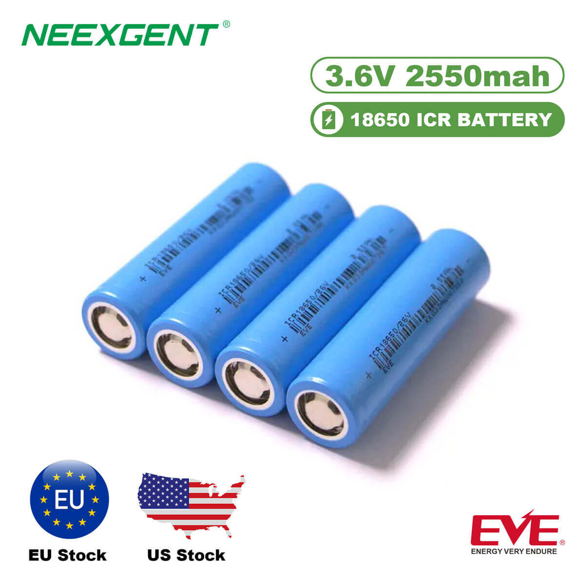 Neexgent EVE 18650 26V 2550mah 3.6V ICR Battery