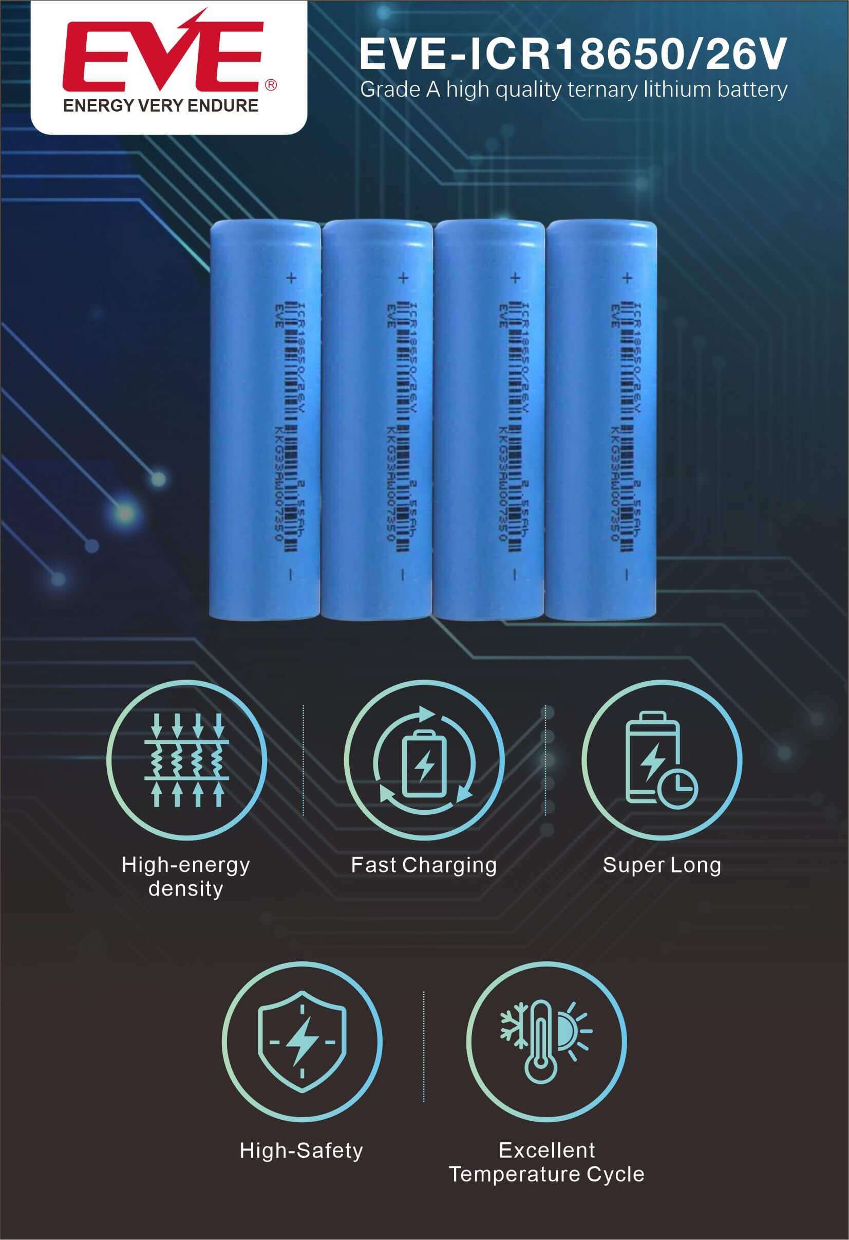 18650 battery 2550mah