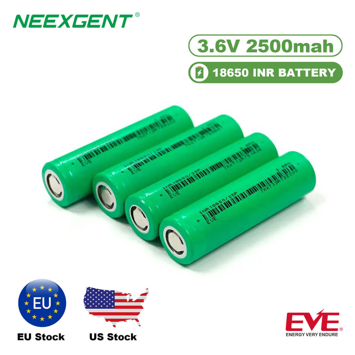 Neexgent EVE 18650 25P 2500mah 3.6V INR Battery