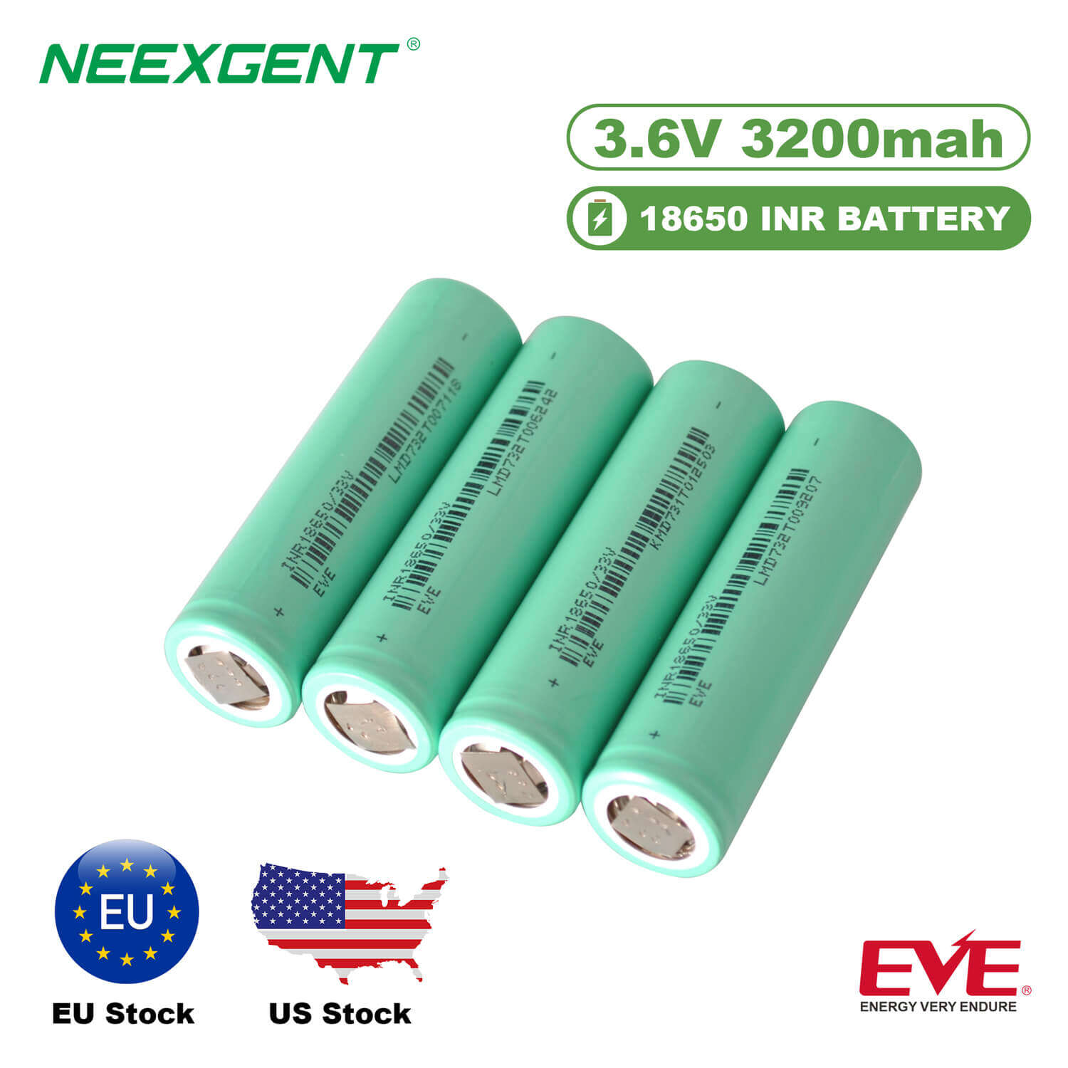 Neexgent EVE 18650 33V 3200mah 3.6V INR Battery