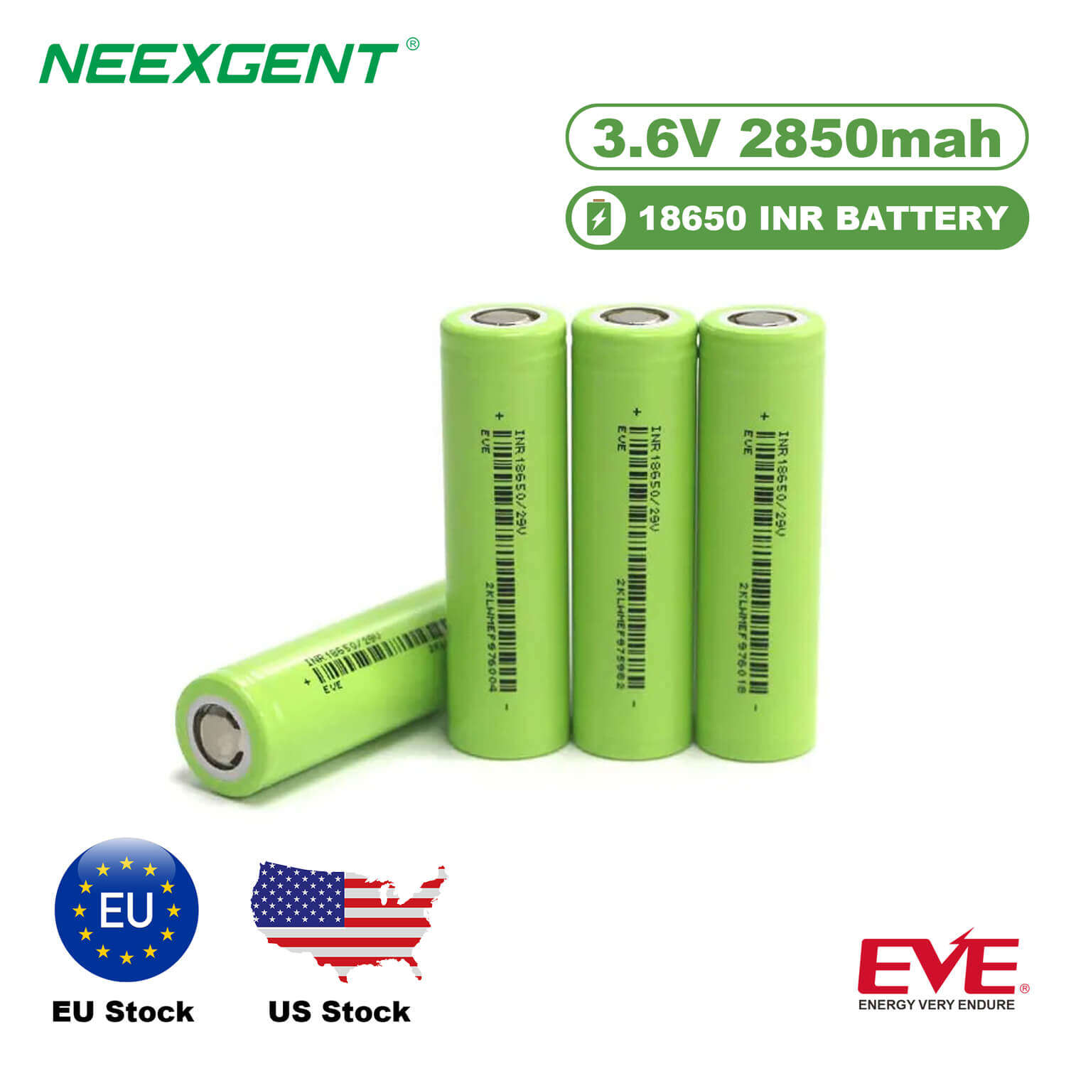 Neexgent EVE 18650 29V 2850mah 3.6V INR Battery