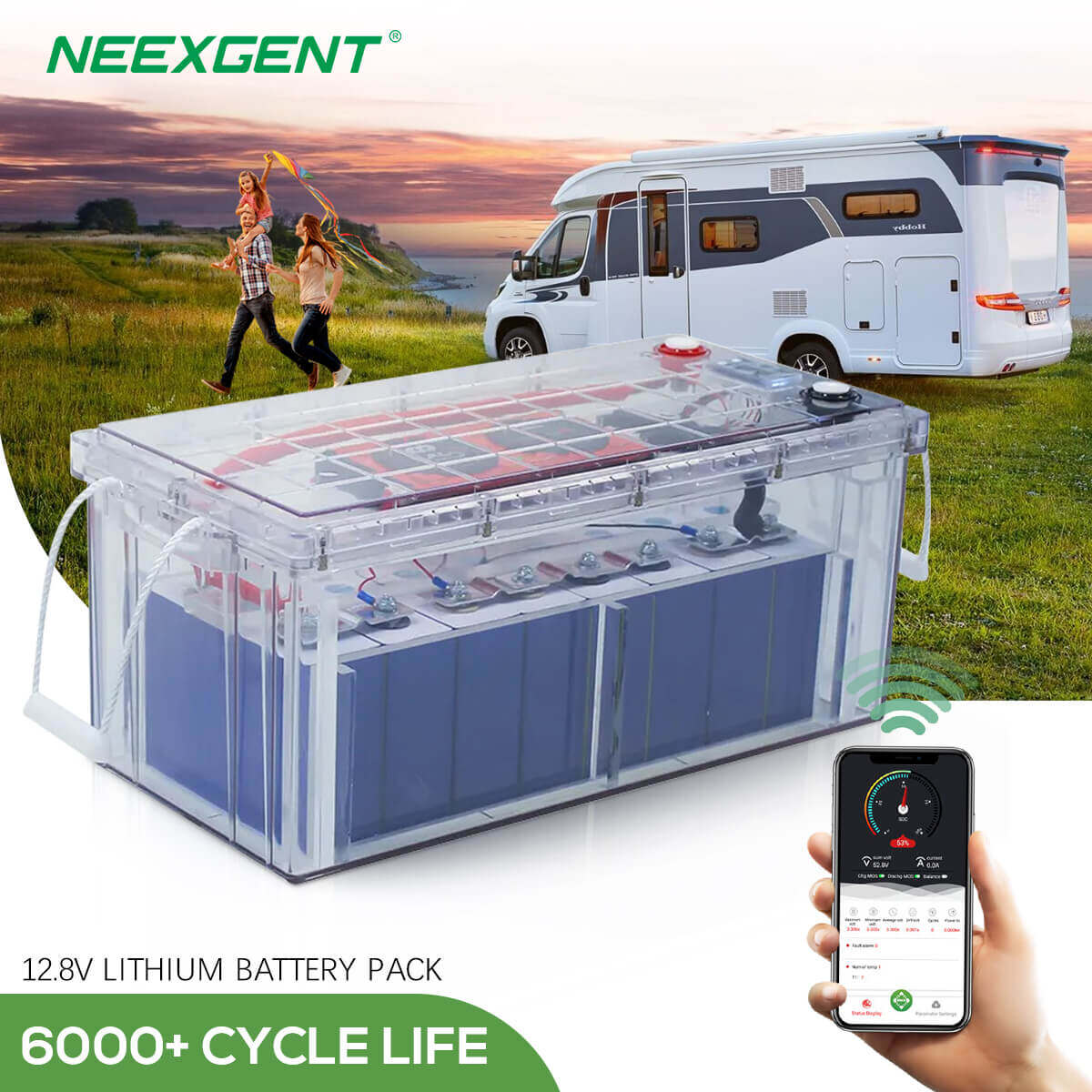 Neexgent 12.8v 200ah 300ah Lithium Ion Lfp Lifepo4 Battery Built in BMS off Grid Energy Storage System