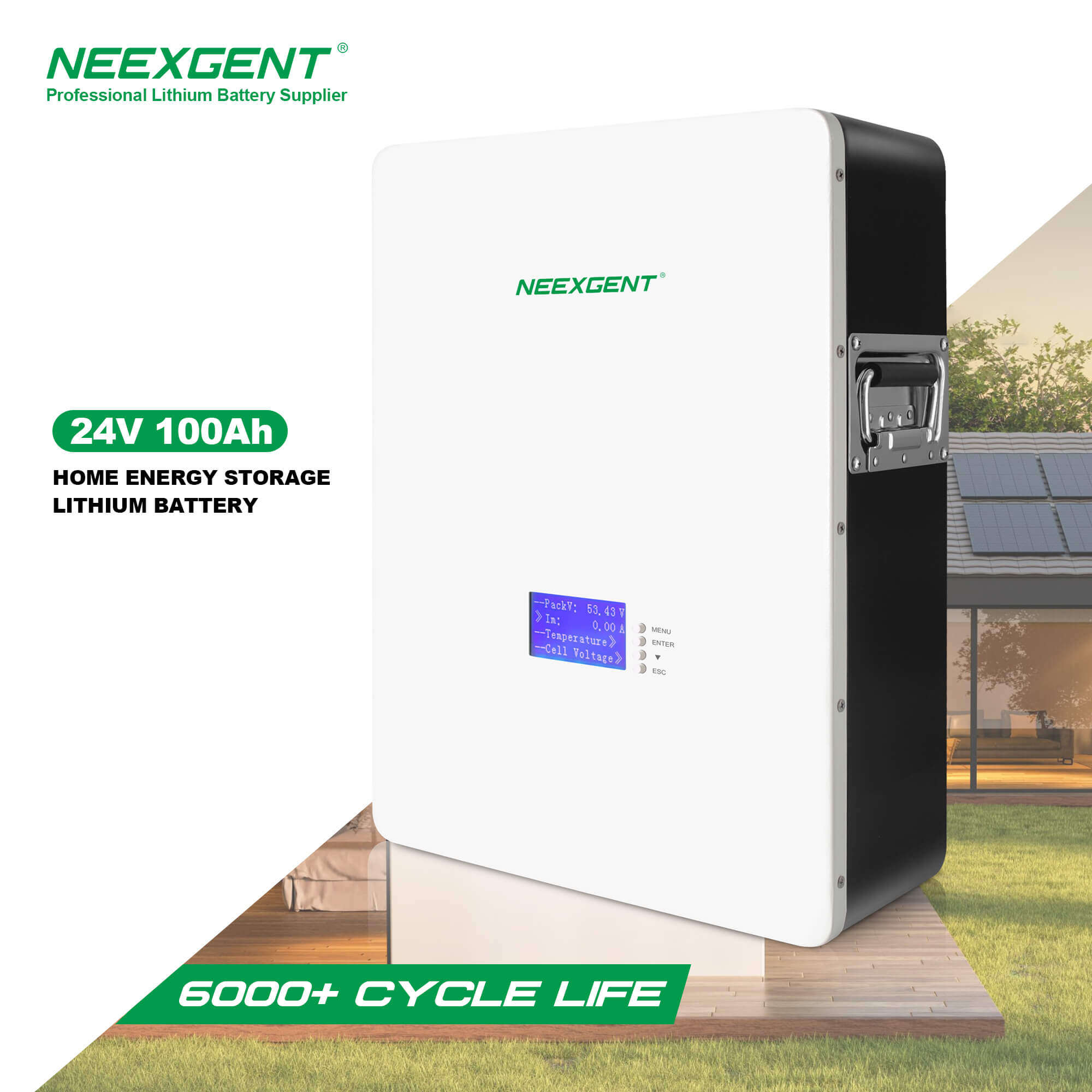 Neexgent Powerwall 24v 2.4kwh Mounted Solar System Lithium Ion Energy Home Battery
