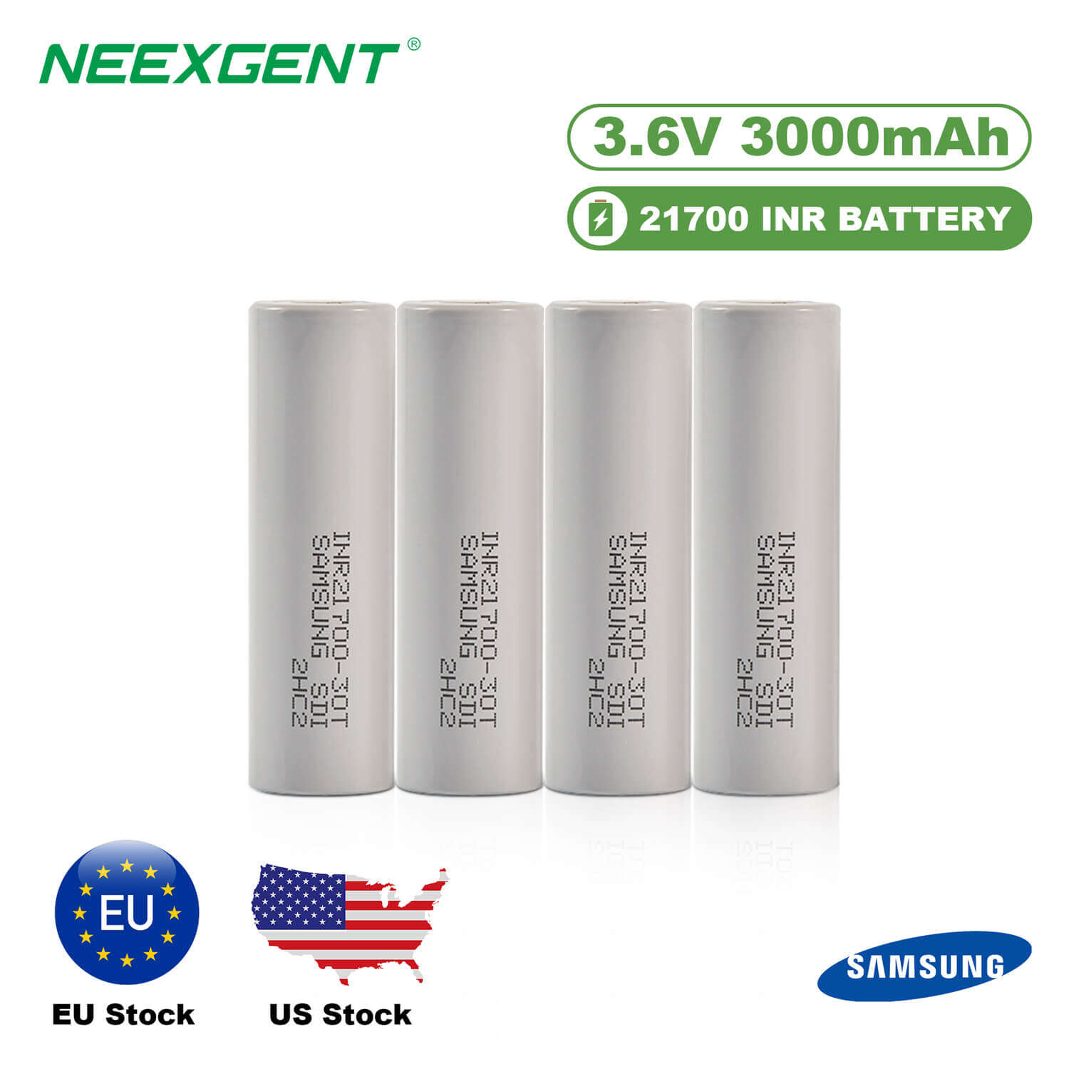 Neexgent Samsung 3.6V 3000mah INR21700-30T Battery