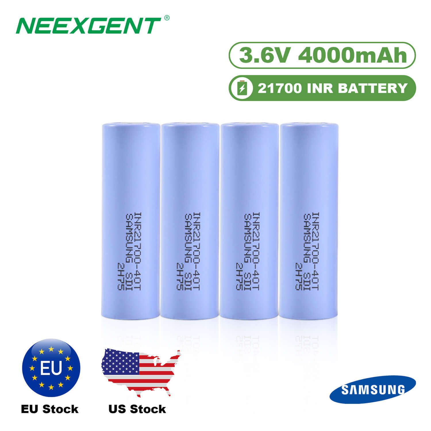 Neexgent Samsung 3.6V 4000mah INR21700-40T Battery