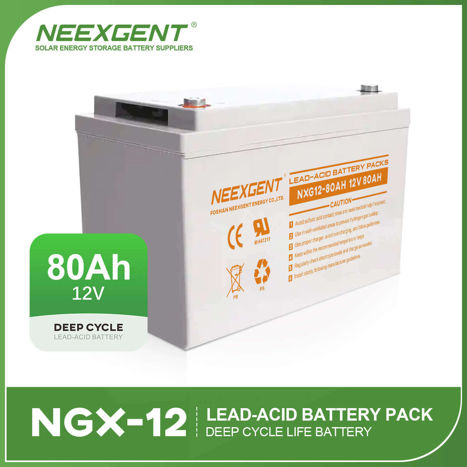 Neexgent Rechargeable Battery 12v Lead Acid Battery 80ah Electric Vehicle Battery Pack Special for EV