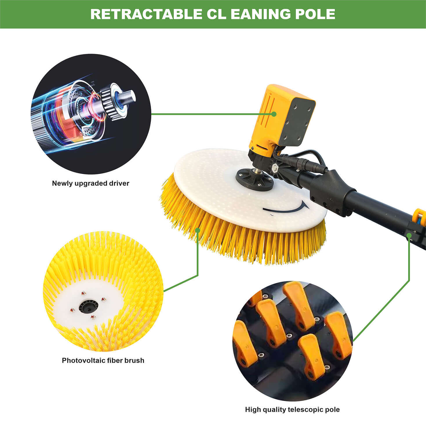 solar panel cleaning telescopic brush