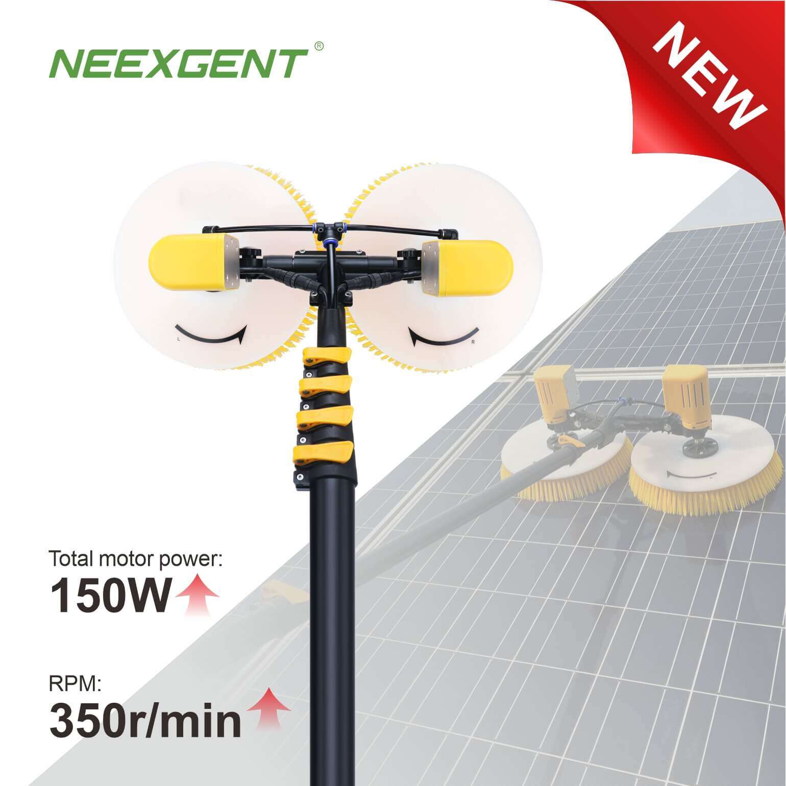 Neexgent Solar Panels Cleaner Machine Robot Double Head Solar Panel Cleaning Brush
